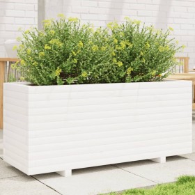 Fioriera da Giardino Bianca 110x40x49,5 cm Legno Massello Pino