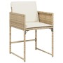 Set da Pranzo da Giardino 11 pz con Cuscini Beige in Polyrattan