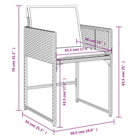 Set da Pranzo da Giardino 13pz con Cuscini Grigio in Polyrattan