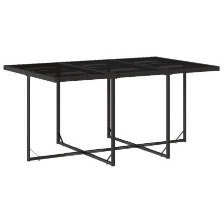 Set da Pranzo da Giardino 11 pz con Cuscini in Polyrattan Nero