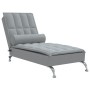 Chaise Longue Massaggi Cuscino a Rullo Grigio Chiaro in Tessuto