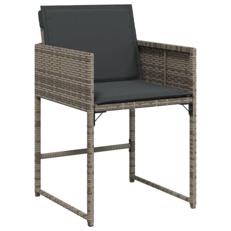 Set da Pranzo da Giardino 15 pz con Cuscini Grigio Polyrattan