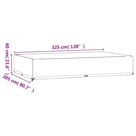 Copri Mobili Giardino 2pz 16 Occhielli 325x205x60cm Rettangolo