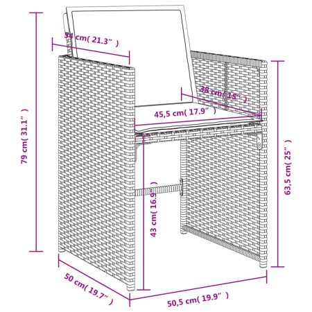 Set da Pranzo da Giardino 5 pz Nero con Cuscini in Polyrattan