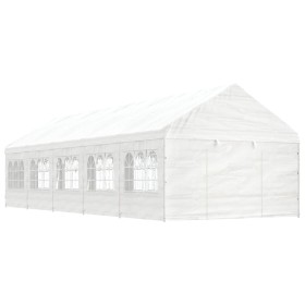 Gazebo con Tetto Bianco 11,15x4,08x3,22 m in Polietilene