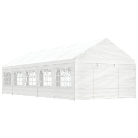 Gazebo con Tetto Bianco 11,15x4,08x3,22 m in Polietilene