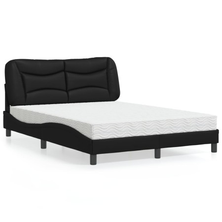 Letto con Materasso Nero 120x200 cm in Similpelle