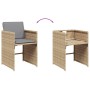 Set Pranzo da Giardino 9 pz con Cuscini Beige Misto Polyrattan