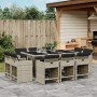 Set Pranzo Giardino 11pz con Cuscini Grigio Chiaro Polyrattan