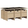 Set Pranzo da Giardino 11 pz con Cuscini Beige Misto Polyrattan