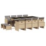Set Pranzo da Giardino 13 pz con Cuscini Beige Misto Polyrattan