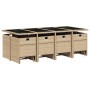 Set Pranzo da Giardino 13 pz con Cuscini Beige Misto Polyrattan