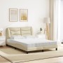 Letto con Materasso Crema 140x200 cm in Tessuto