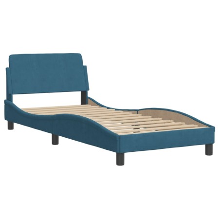 Letto con Materasso Blu 80x200 cm in Velluto