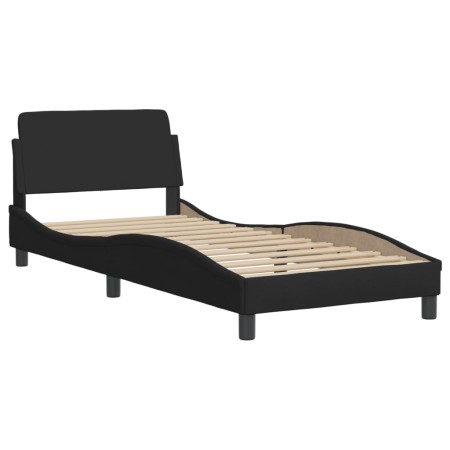 Letto con Materasso Nero 90x190 cm in Tessuto