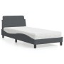 Letto con Materasso Grigio Scuro 90x190 cm in Velluto