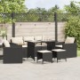 Set Divano da Giardino 6 pz con Cuscini Nero in Polyrattan