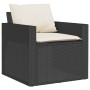 Set Divano da Giardino 6 pz con Cuscini Nero in Polyrattan