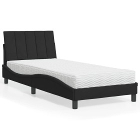 Letto con Materasso Nero 90x190 cm in Velluto