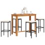 Set Bar da Giardino 5 pz Nero in Legno Acacia e Polyrattan