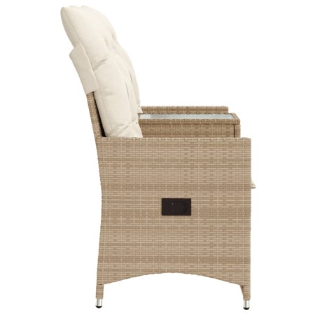 Divano Giardino Reclinabile 2 Posti Tavolino Beige Polyrattan