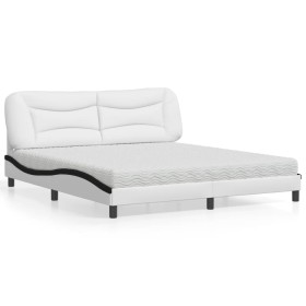 Letto con Materasso Bianco e Nero 180x200cm Similpelle