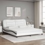 Letto con Materasso Bianco e Nero 180x200cm Similpelle