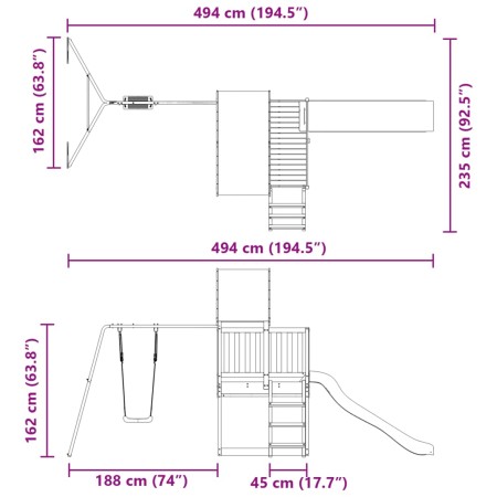 Set da Gioco da Esterno in Legno di Pino Impregnato