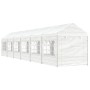 Gazebo con Tetto Bianco 13,38x2,28x2,69 m in Polietilene