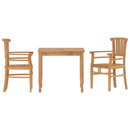 Set da Pranzo per Giardino 3 pz in Legno Massello di Teak