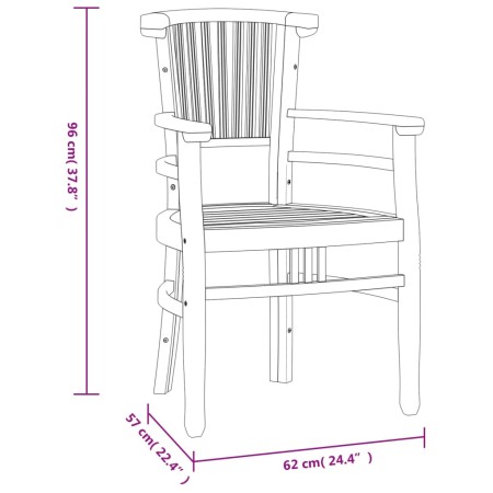 Set da Pranzo per Giardino 3 pz in Legno Massello di Teak