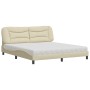 Letto con Materasso Crema 180x200 cm in Tessuto