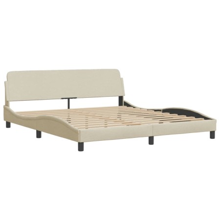 Letto con Materasso Crema 180x200 cm in Tessuto