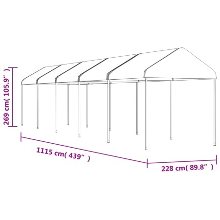 Gazebo con Tetto Bianco 11,15x2,28x2,69 m in Polietilene