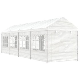 Gazebo con Tetto Bianco 8,92x2,28x2,69 m in Polietilene