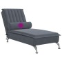 Chaise Longue Massaggi con Capezzale Grigio Scuro in Velluto