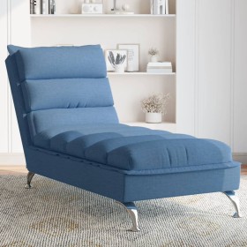 Chaise Longue con Cuscini Blu in Tessuto