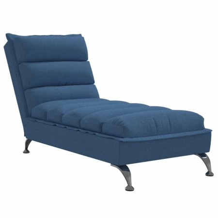 Chaise Longue con Cuscini Blu in Tessuto