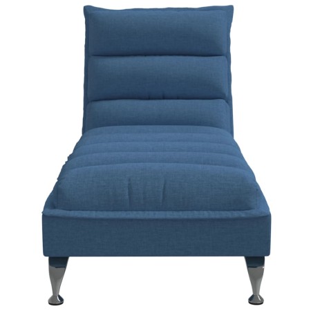 Chaise Longue con Cuscini Blu in Tessuto