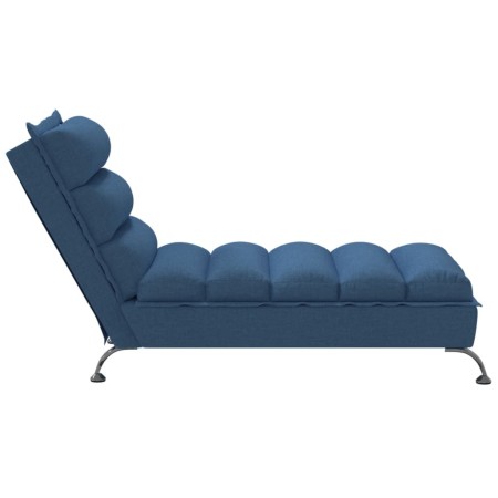 Chaise Longue con Cuscini Blu in Tessuto