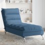 Chaise Longue Massaggi con Cuscini Blu in Tessuto