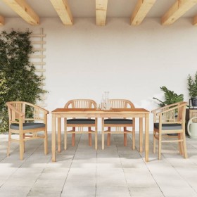 Set da Pranzo per Giardino 5 pz in Legno Massello di Teak