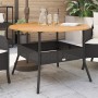 Tavolo Giardino Piano Legno Acacia Nero Ø110x71 cm Polyrattan