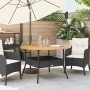 Tavolo Giardino Piano Legno Acacia Nero Ø110x71 cm Polyrattan