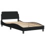 Letto con Materasso Nero 100x200 cm in Tessuto