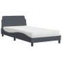 Letto con Materasso Grigio Scuro 100x200 cm in Velluto