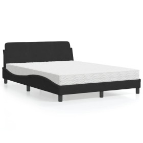 Letto con Materasso Nero 120x200 cm in Velluto