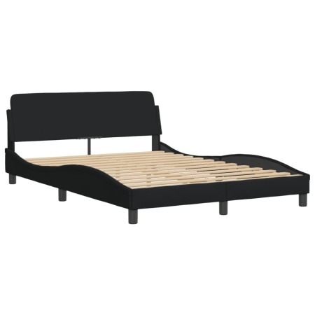 Letto con Materasso Nero 140x190 cm in Tessuto