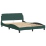 Letto con Materasso Verde Scuro 140x200 cm in Velluto