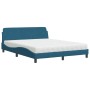 Letto con Materasso Blu 160x200 cm in Velluto